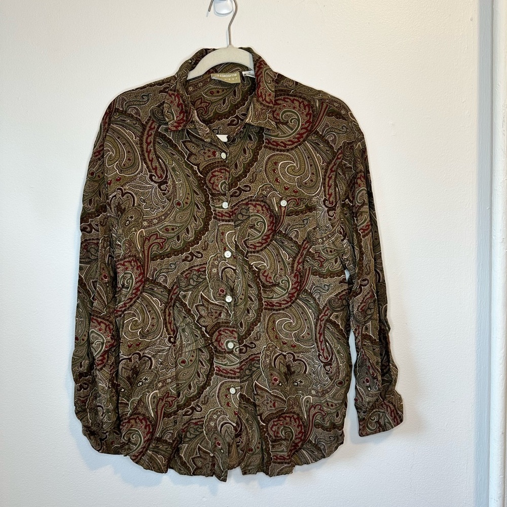 Liz Claiborne vintage paisley neutral button up